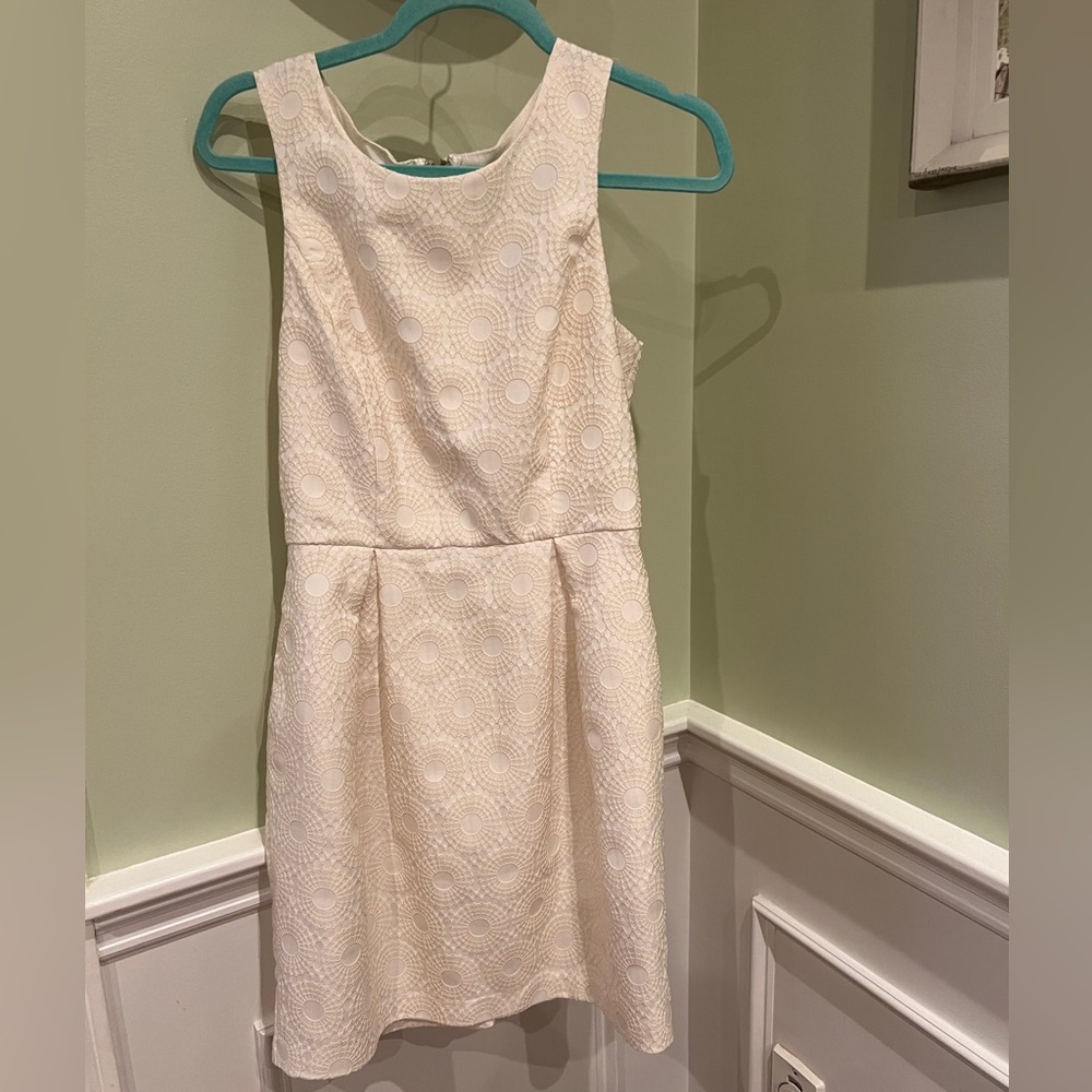 Kenzie off-white brocade embroidered dress with pockets. Small